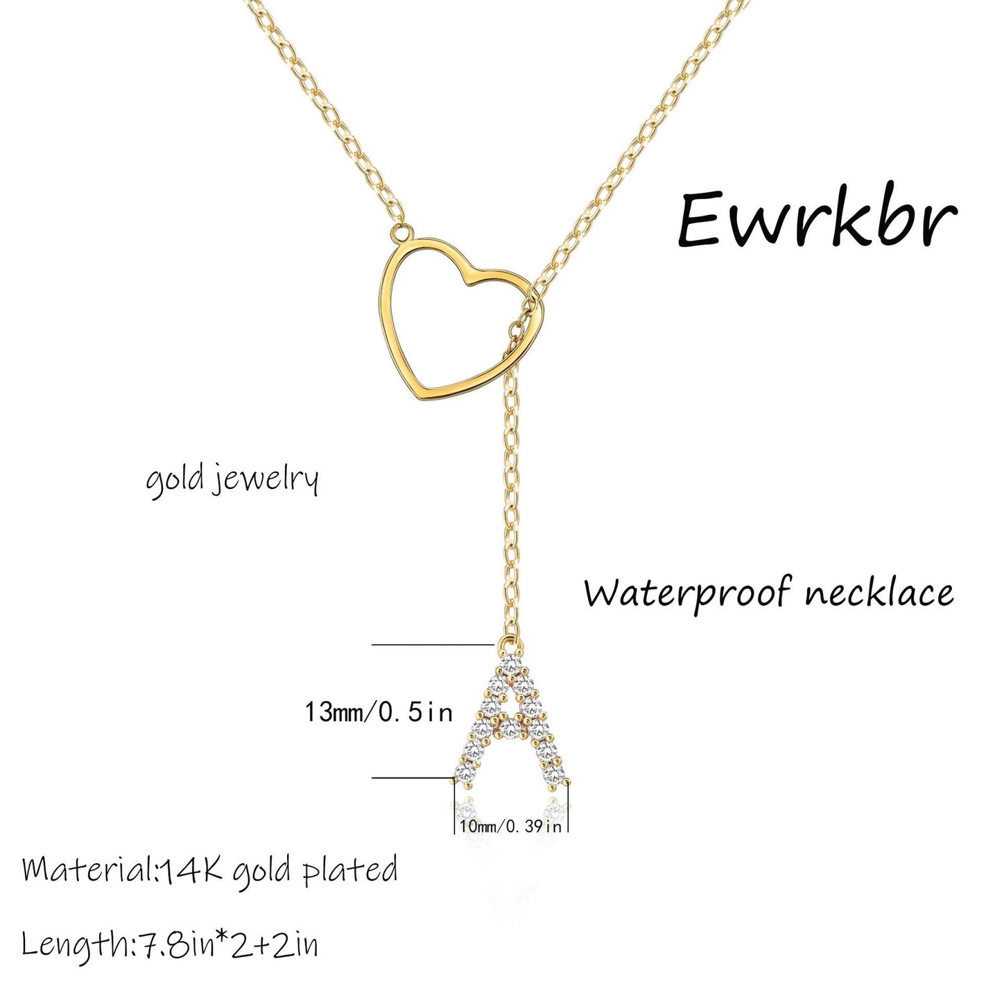 Pendentif Initiales Glamours Doré Zircon - 26 Lettres Anglaises