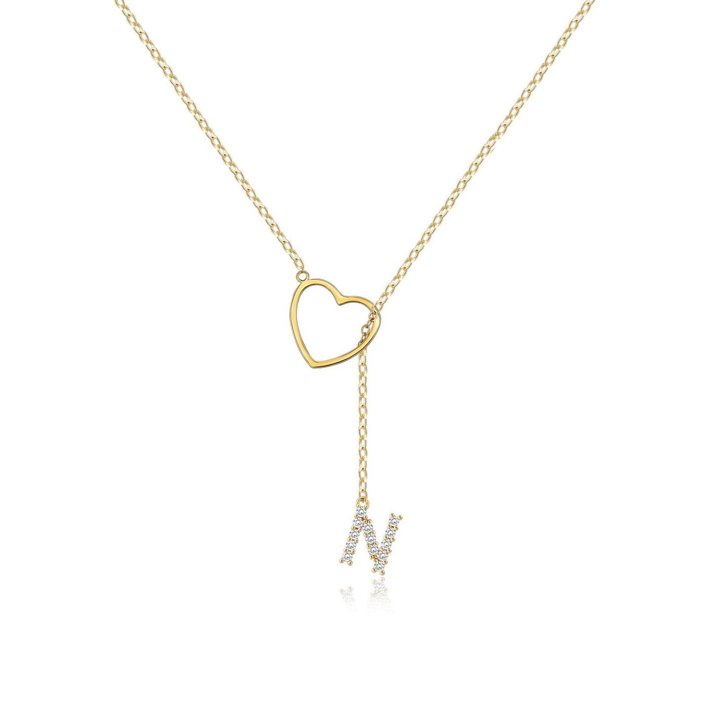 Pendentif Initiales Glamours Doré Zircon - 26 Lettres Anglaises