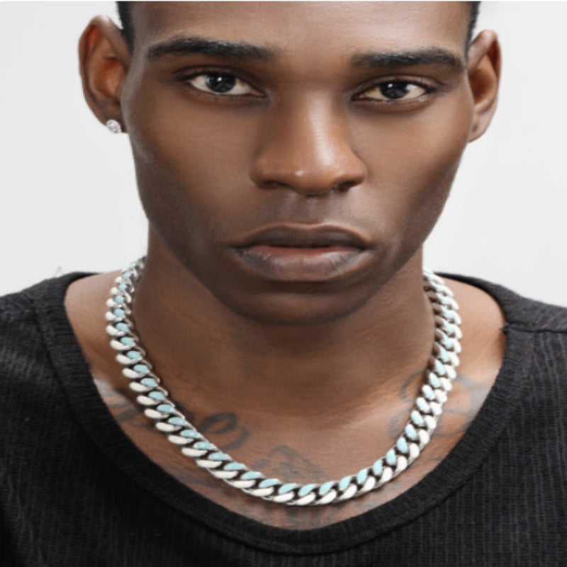 Collier Cubain Homme Chaîne Massive 100g - Découpe Géométrique