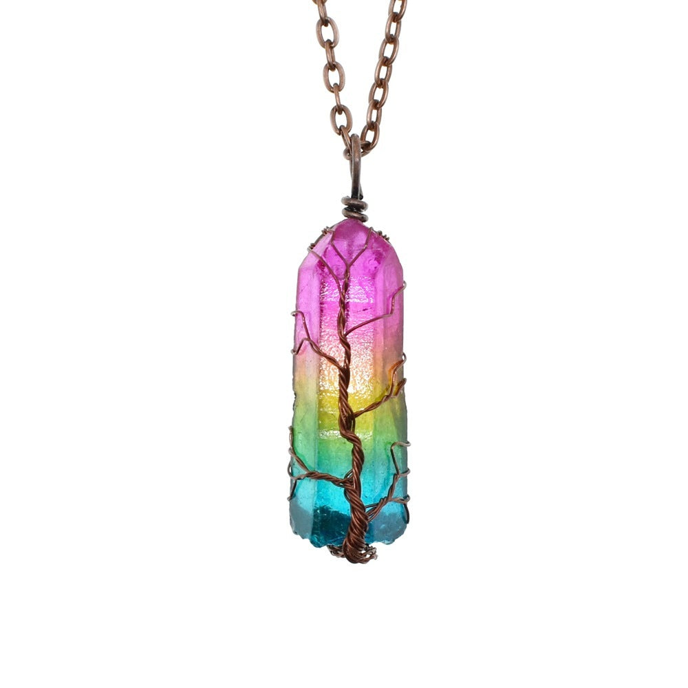 Collier Pendentif Arbre de Vie Cristal 53g - Chaîne Ajustable