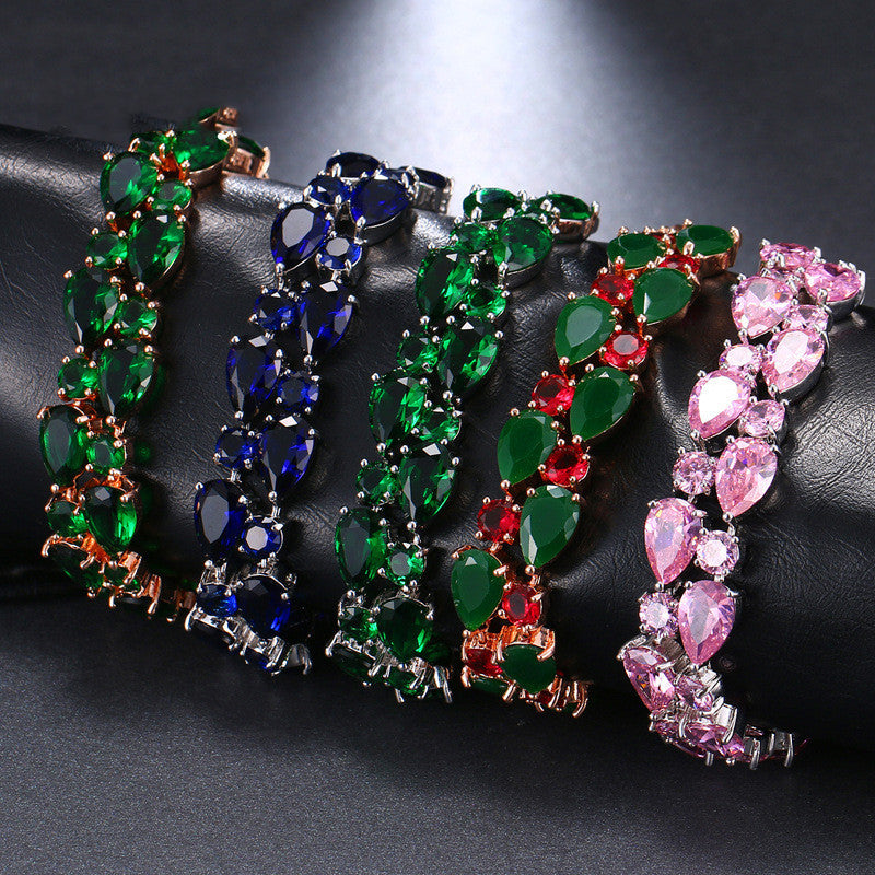 Bracelet Cuivre Zircon Femme 30g Plaqué Or
