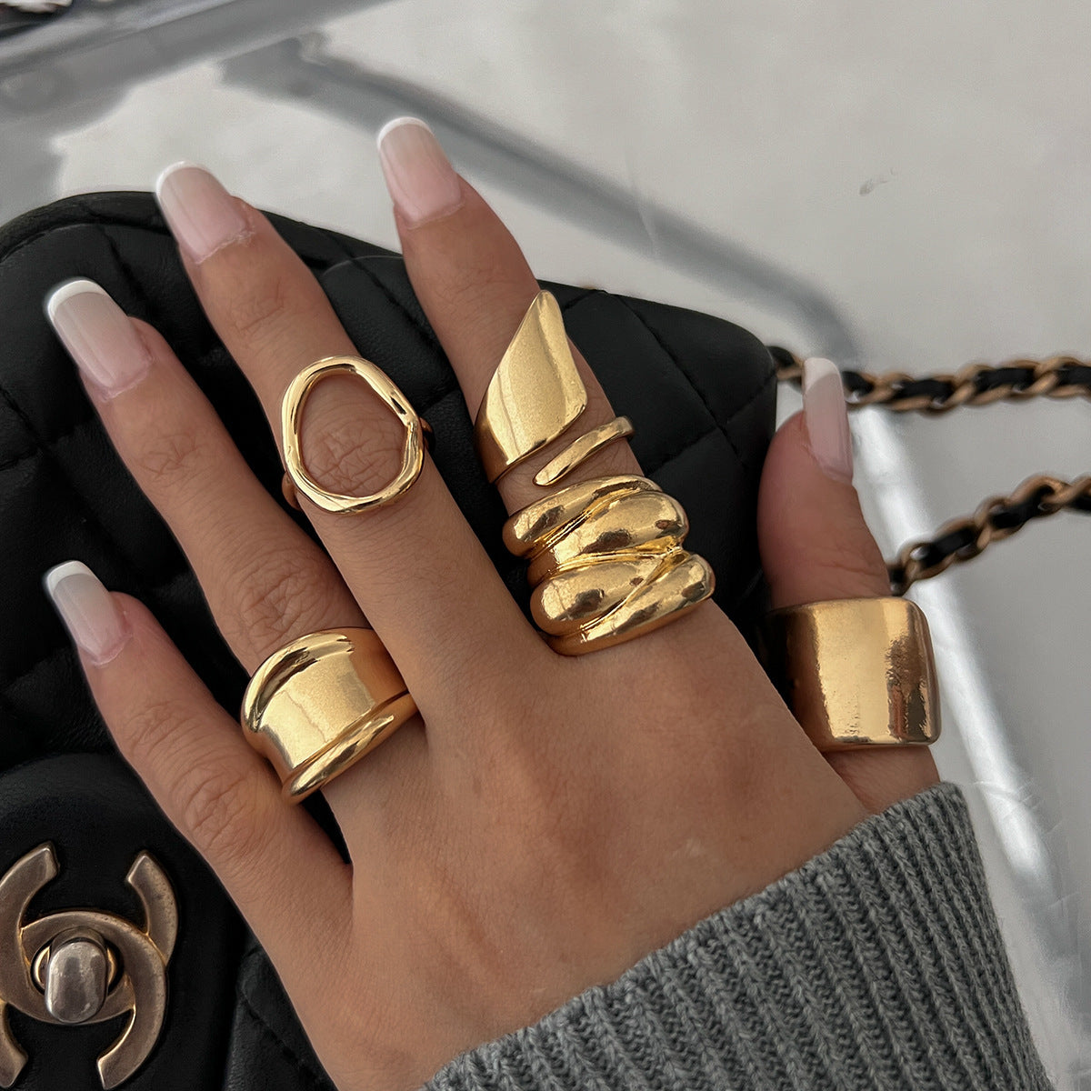 Bague Ouverte Géométrique Irrégulière - Style Moderne