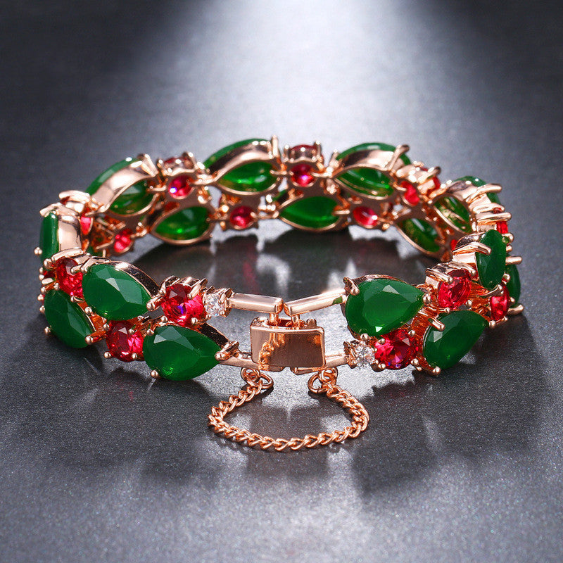 Bracelet Cuivre Zircon Femme 30g Plaqué Or