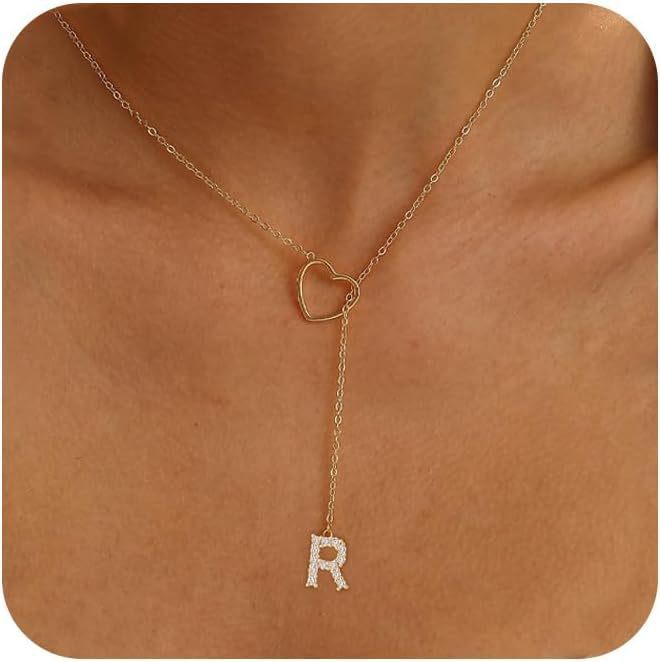Pendentif Initiales Glamours Doré Zircon - 26 Lettres Anglaises
