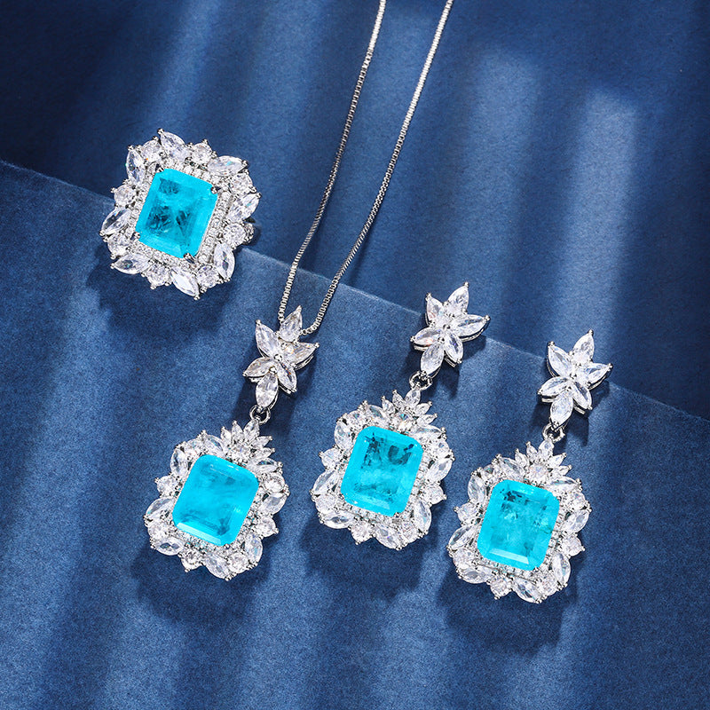 Parure Bijoux Cuivre Plaqué 24g - Motifs Géométriques Carrés