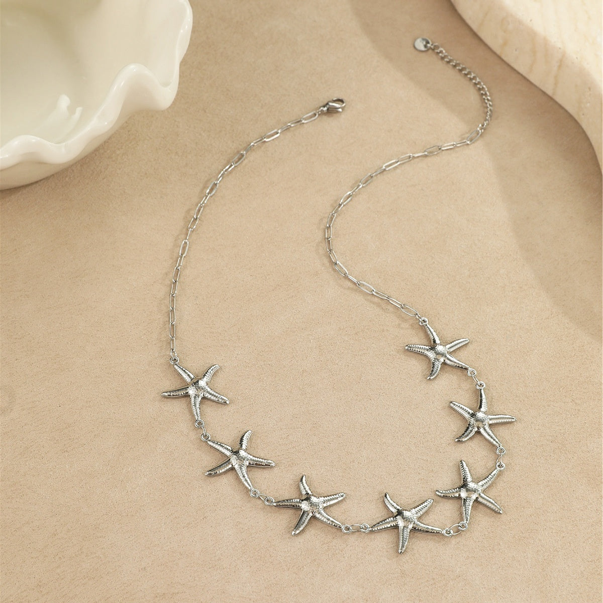Collier Acier Inoxydable 18g - Pendentifs Étoile Mer Coquillages