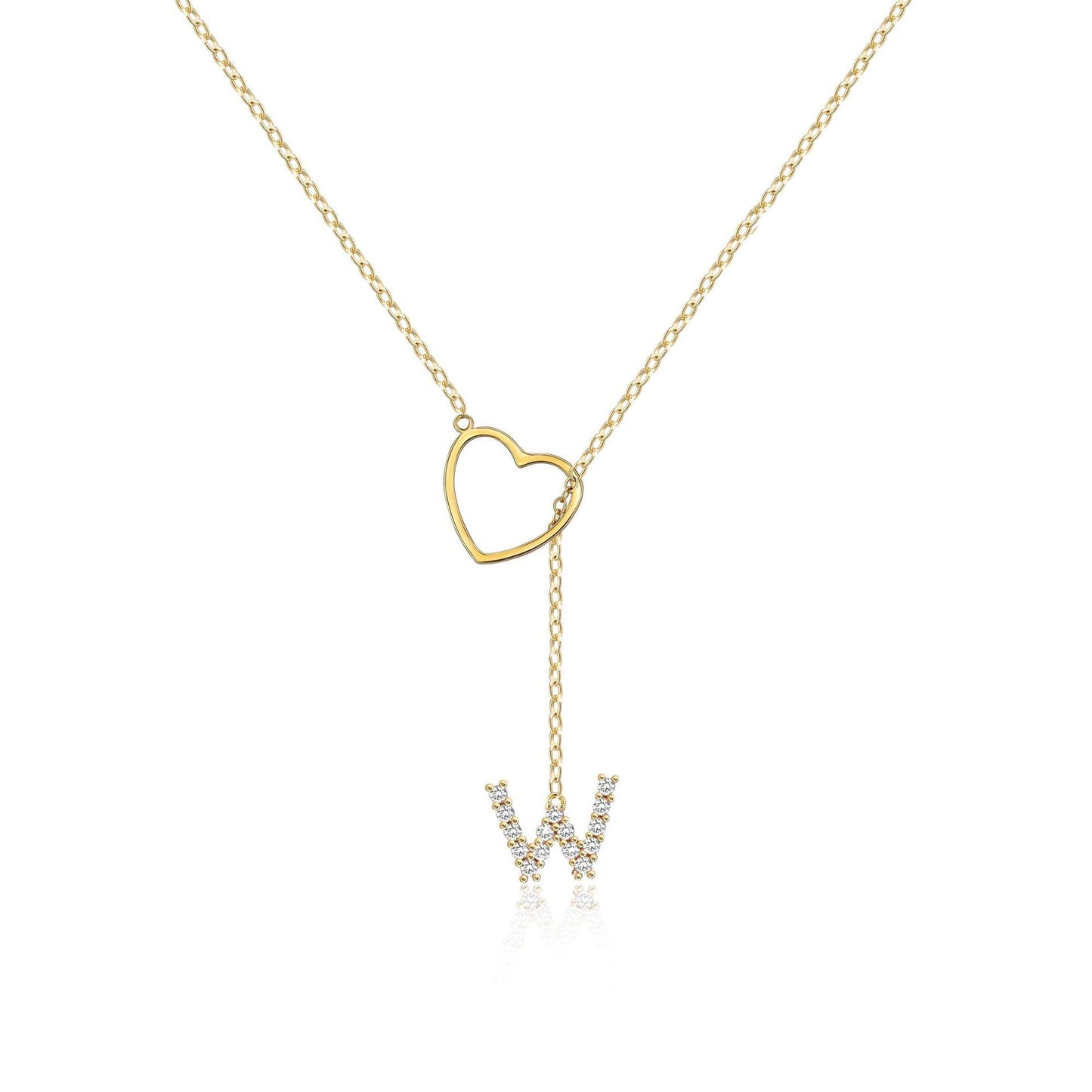 Pendentif Initiales Glamours Doré Zircon - 26 Lettres Anglaises