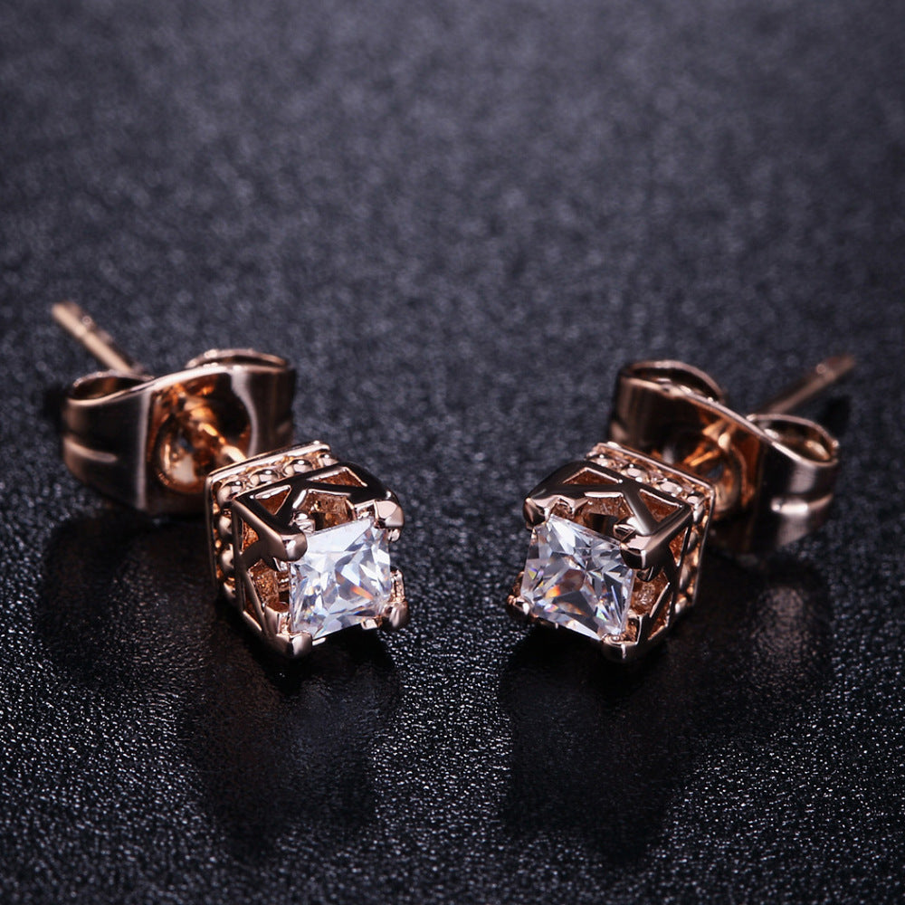 Boucles d'Oreilles Zircon Sertissage 4 Griffes 13g - Plaqué Or Blanc