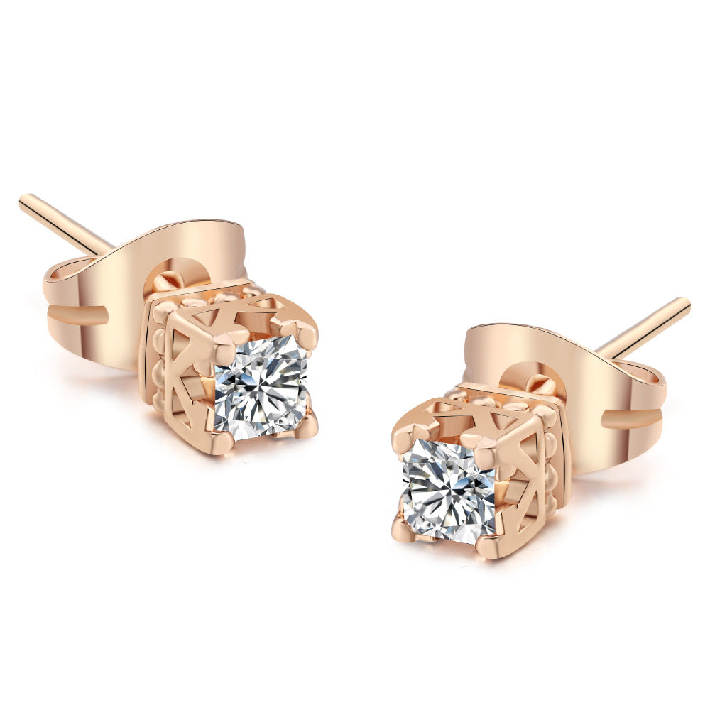 Boucles d'Oreilles Zircon Sertissage 4 Griffes 13g - Plaqué Or Blanc
