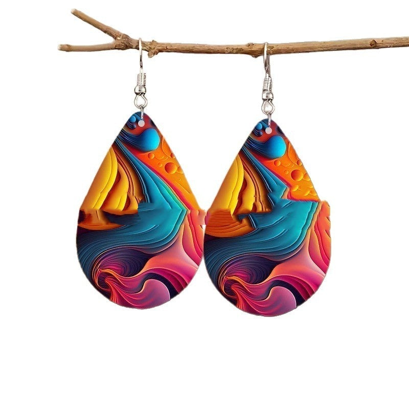 Boucles d'Oreilles Gouttes Acrylique 22g - Motifs Planètes 4 Couleurs