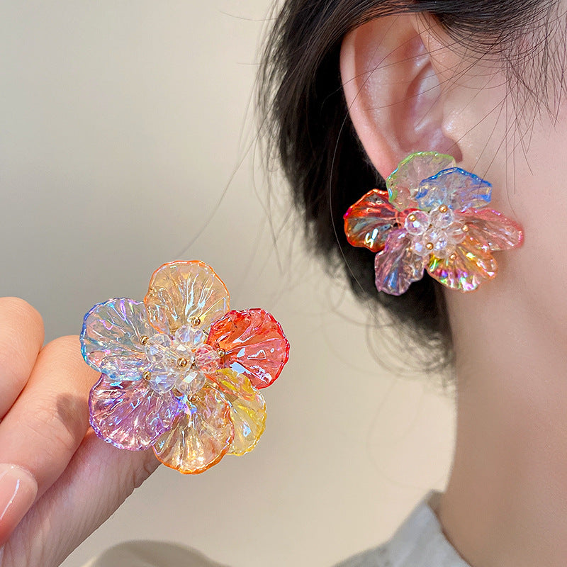Boucles d'Oreilles Fleurs Colorées Acrylique 10g - 7 Designs