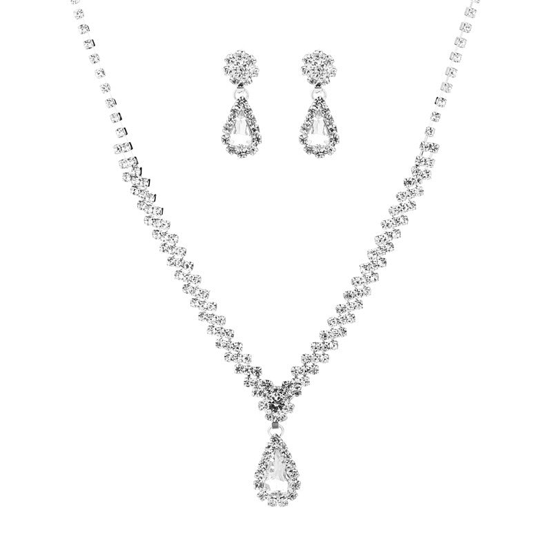 Parure Bijoux Gouttes d'Eau - Collier et Boucles d'Oreilles Strass 35g | SADJÉ