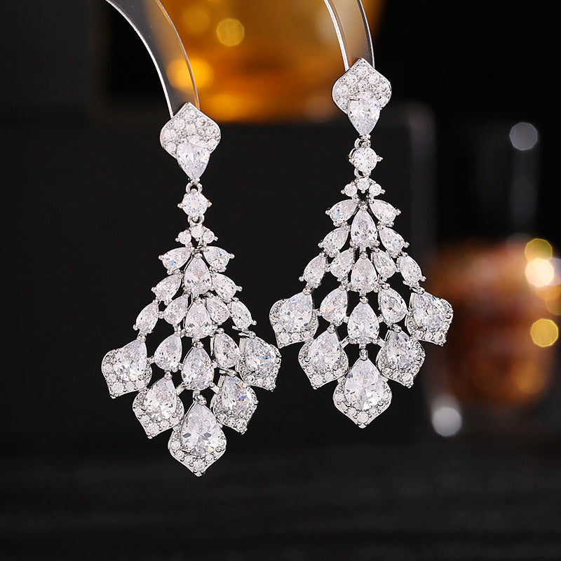 Boucles d'Oreilles Zircon Goutte d'Eau 33g - Motifs Pétales