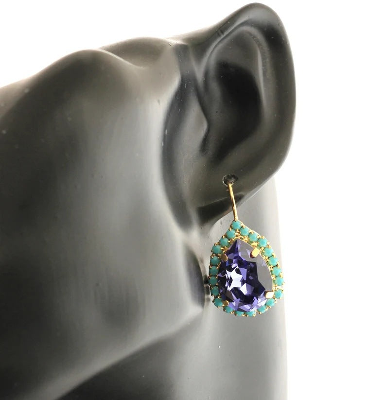 Boucles d'Oreilles Pierre Turquoise Alliage 20g - Forme Ronde