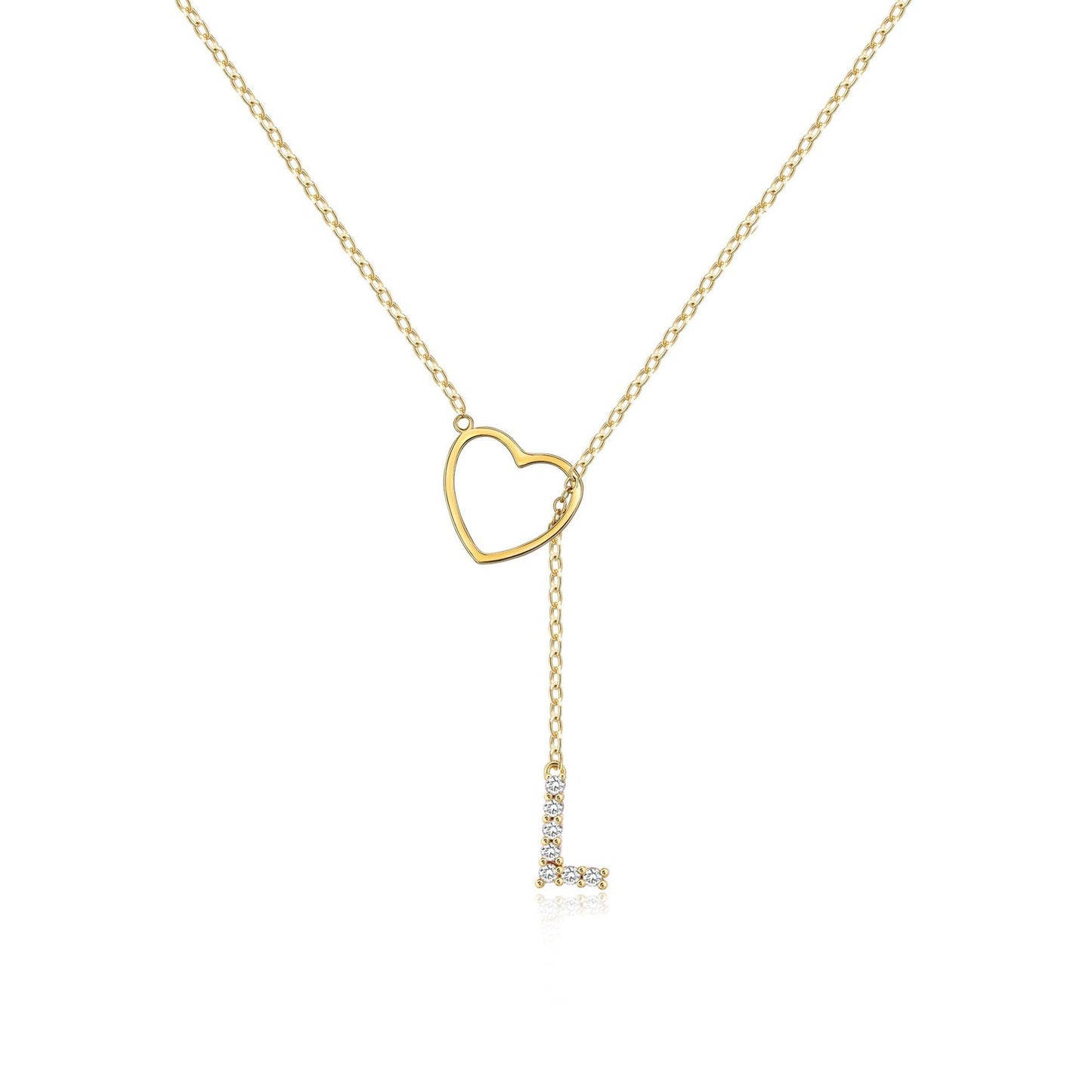 Pendentif Initiales Glamours Doré Zircon - 26 Lettres Anglaises