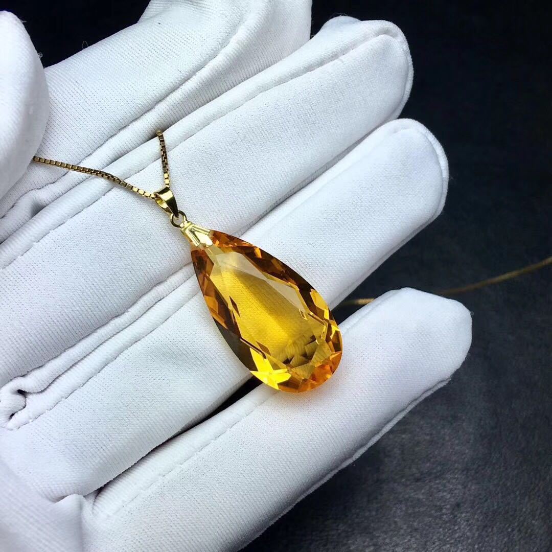 Pendentif Or 18K Citrine - Forme Goutte d'Eau