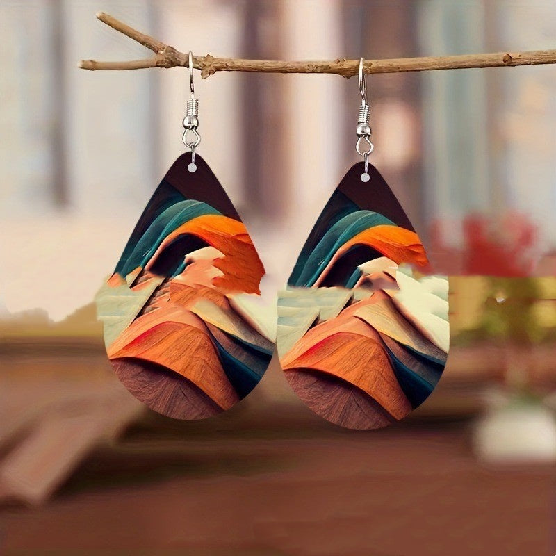 Boucles d'Oreilles Gouttes Acrylique 22g - Motifs Planètes 4 Couleurs