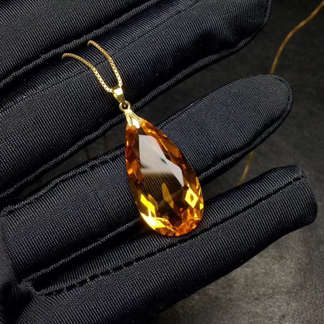 Pendentif Or 18K Citrine - Forme Goutte d'Eau