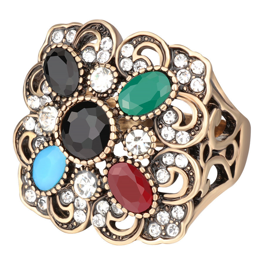 Bague Alliage Motif Floral Bohème Vintage 20g