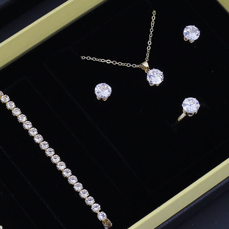 Coffret Bijoux Femme 5 Pièces 110g - Montre Bracelet Collier Boucles Bague