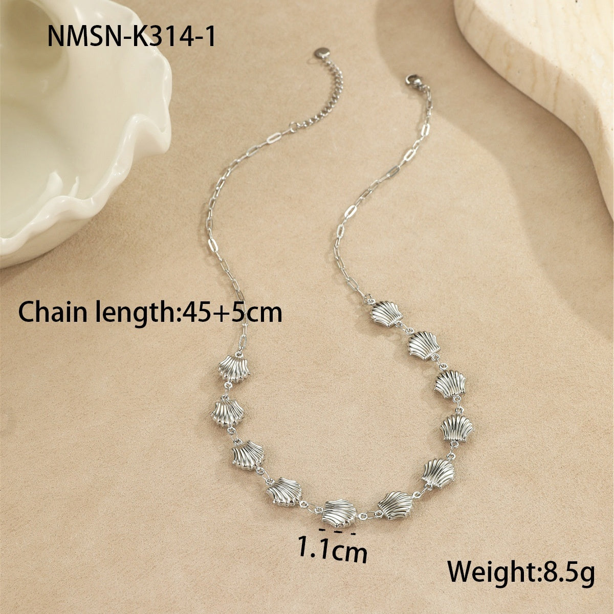 Collier Acier Inoxydable 18g - Pendentifs Étoile Mer Coquillages