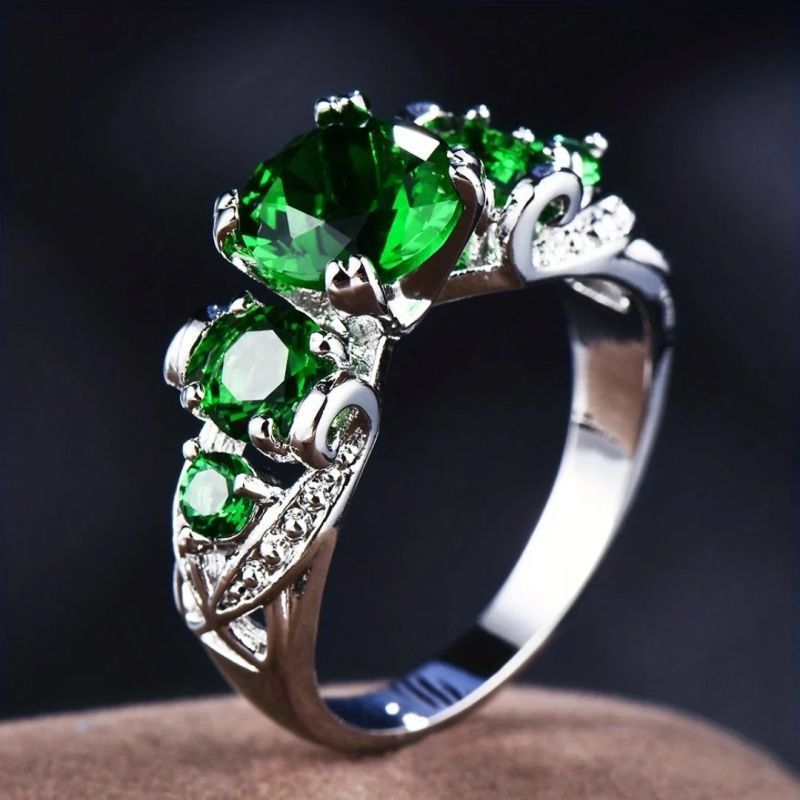 Bague Zircon Vert Ovale 18g - Pierre Synthétique