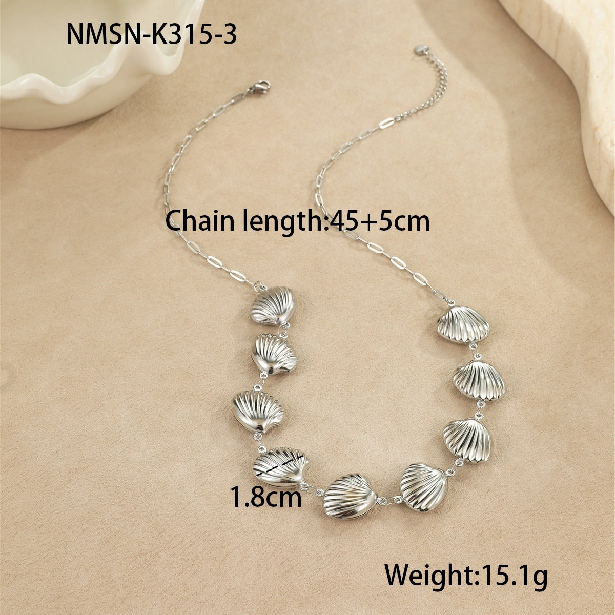 Collier Acier Inoxydable 18g - Pendentifs Étoile Mer Coquillages