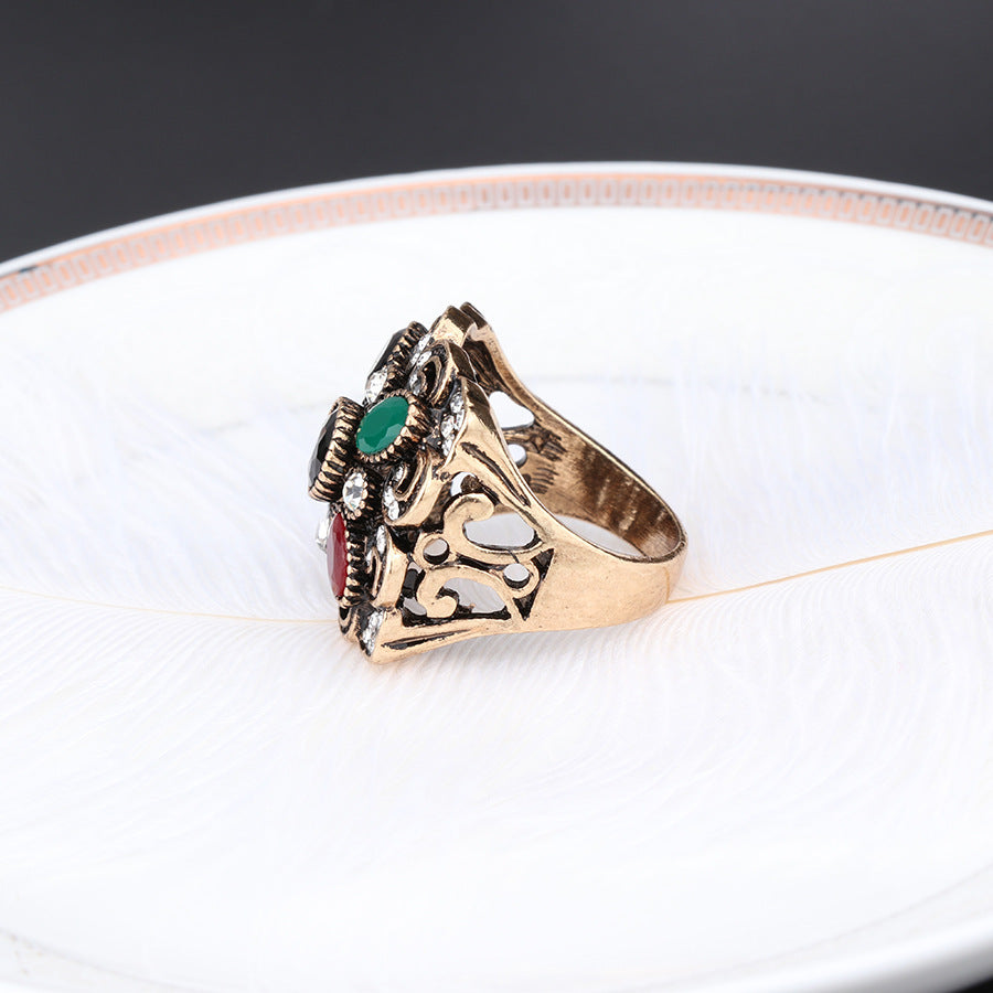 Bague Alliage Motif Floral Bohème Vintage 20g