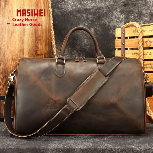 Sac de Voyage Vintage Cuir Grande Capacité - Bandoulière Crossbody