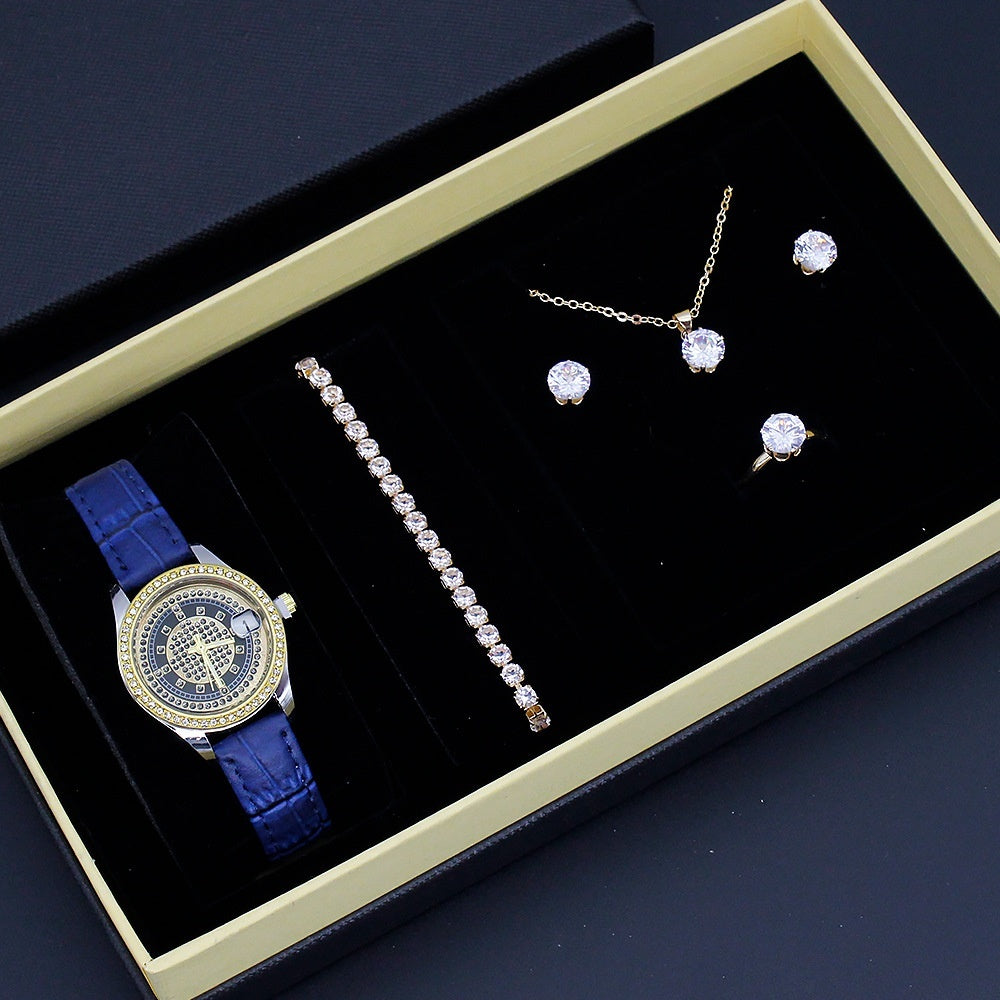 Coffret Bijoux Femme 5 Pièces 110g - Montre Bracelet Collier Boucles Bague