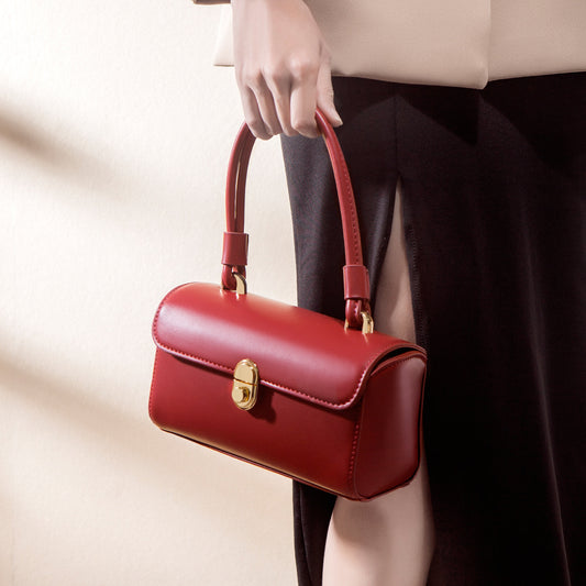 Sac Bandoulière Rouge Rétro Femme - Vintage Messenger Coton