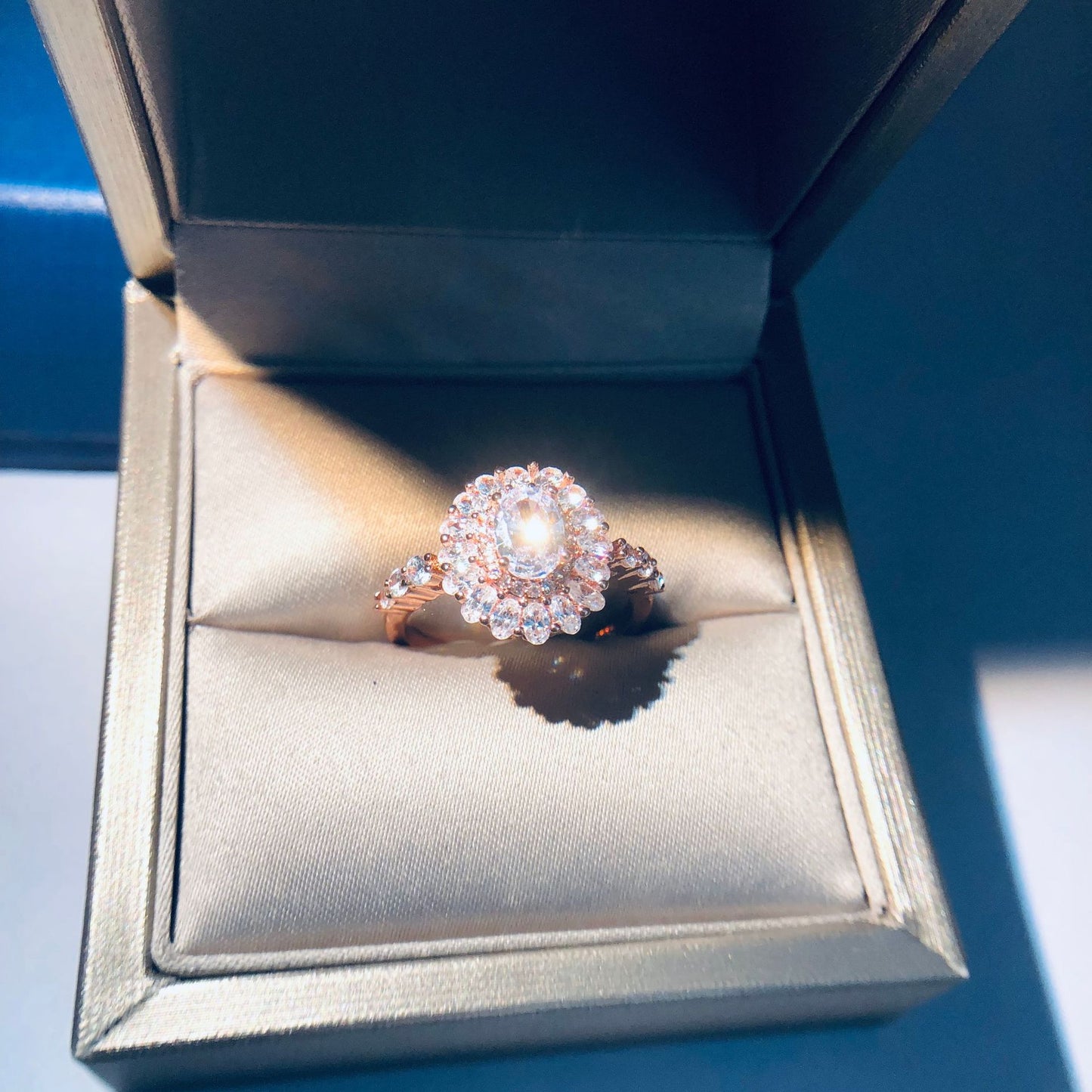 Bague Fiançailles Or Blanc Plaqué Zircon 13g