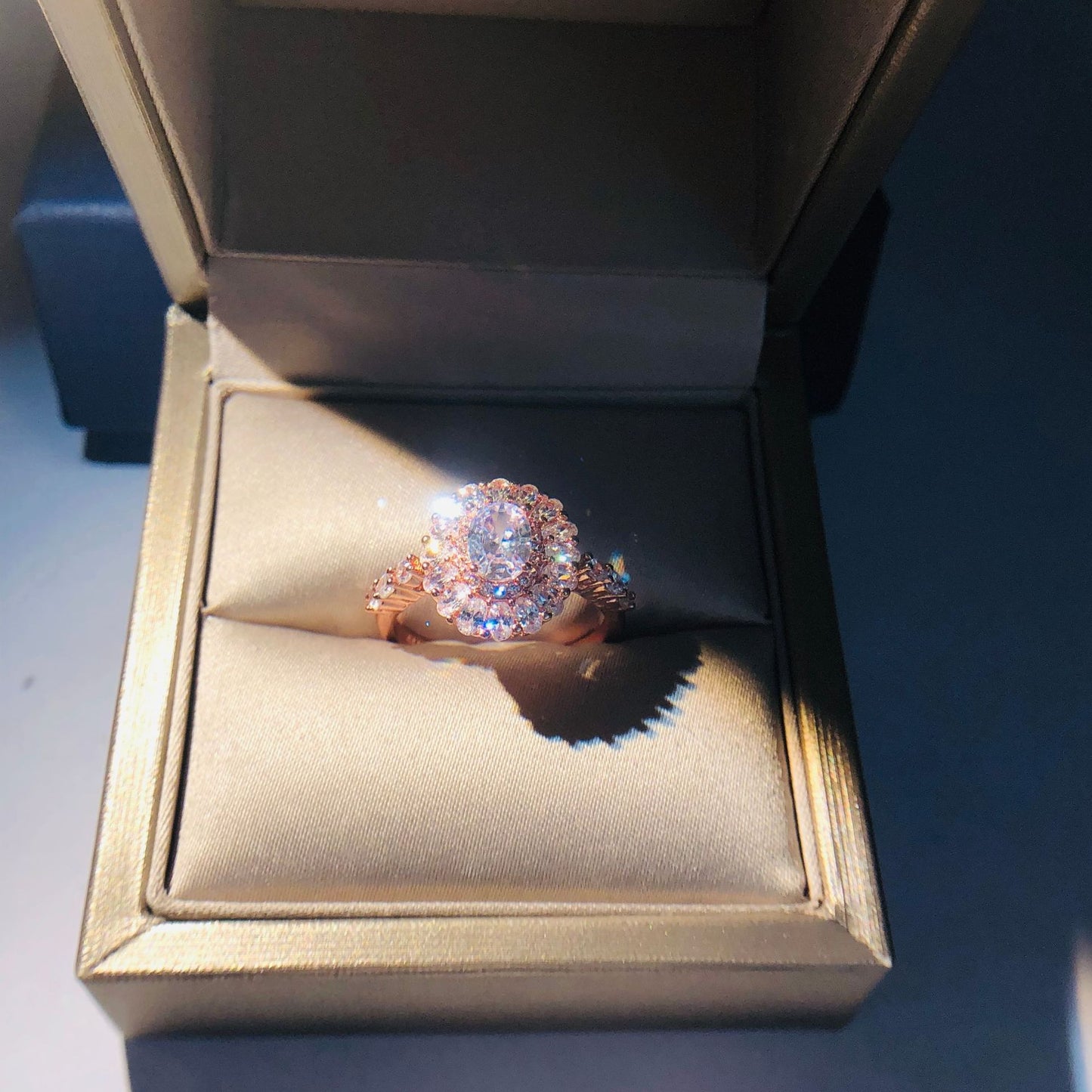 Bague Fiançailles Or Blanc Plaqué Zircon 13g