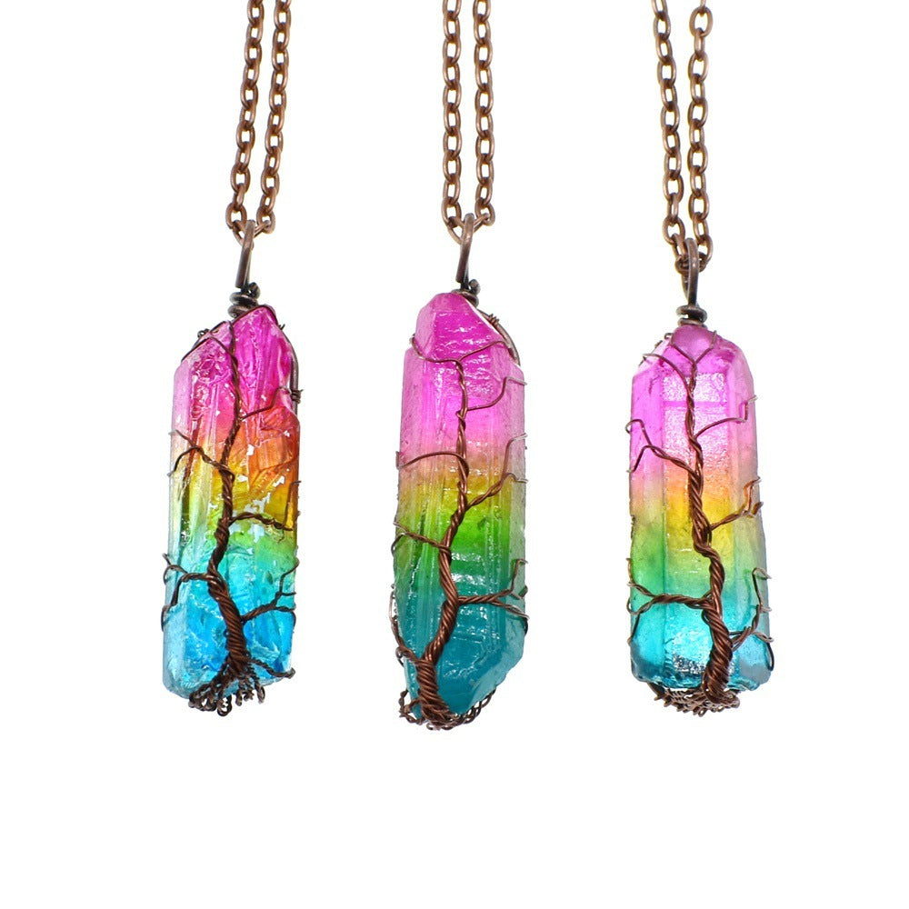 Collier Pendentif Arbre de Vie Cristal 53g - Chaîne Ajustable