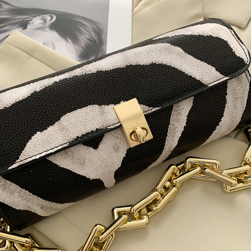 Petit Sac Bandoulière Femme Automne - Bicolore Chaîne Dorée