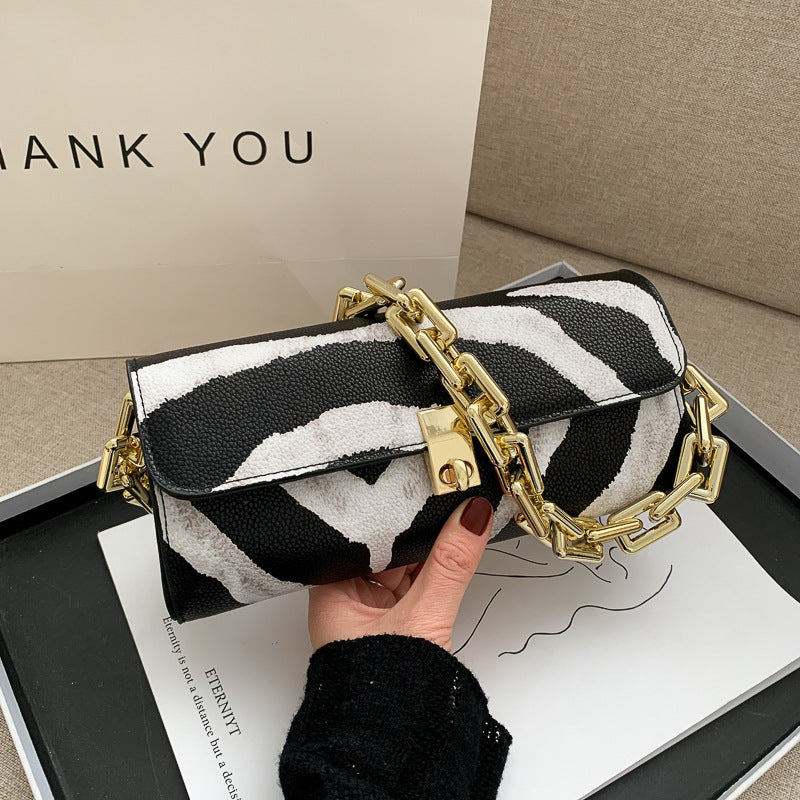 Petit Sac Bandoulière Femme Automne - Bicolore Chaîne Dorée