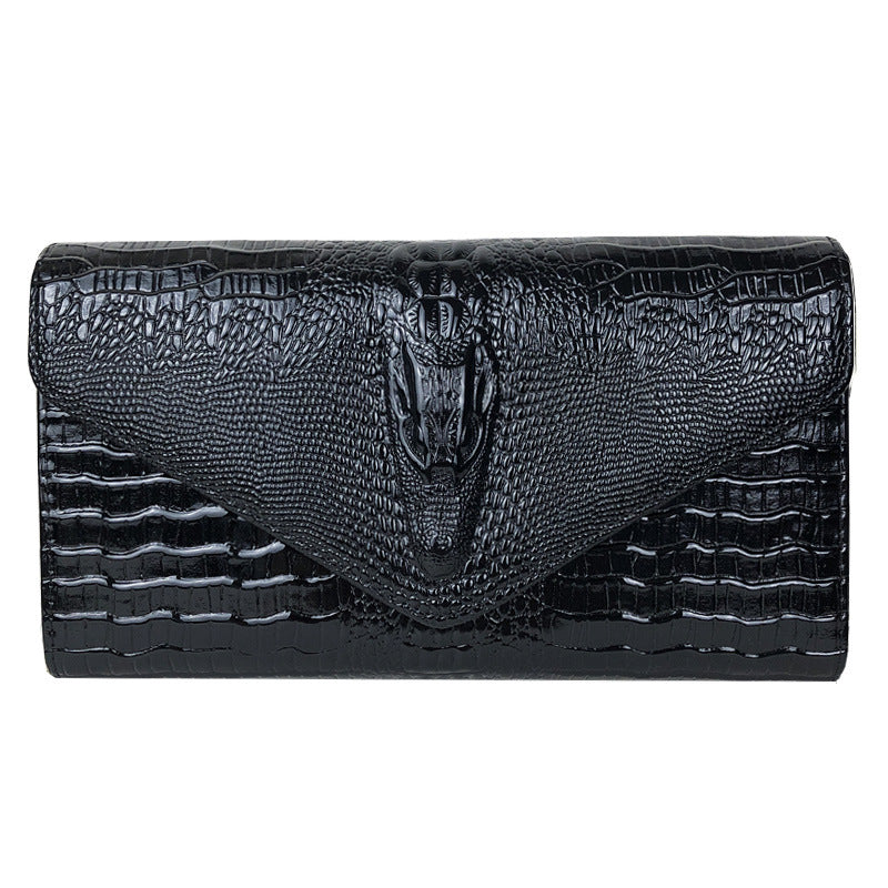 Pochette Femme Enveloppe Motif Crocodile - PU Gaufré