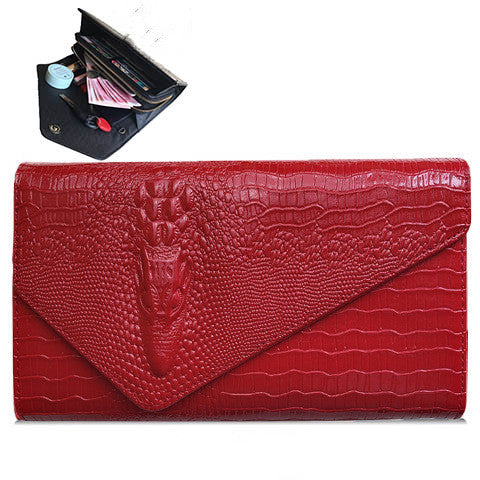 Pochette Femme Enveloppe Motif Crocodile - PU Gaufré