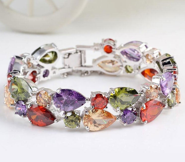 Bracelet Cuivre Zircon Femme 30g Plaqué Or