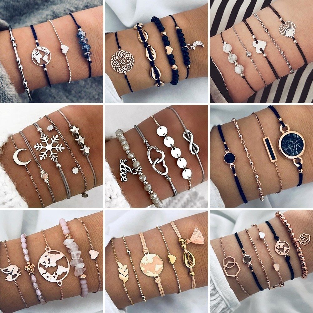Ensemble Bracelets Bohèmes Vintage 40g Perles Naturelles