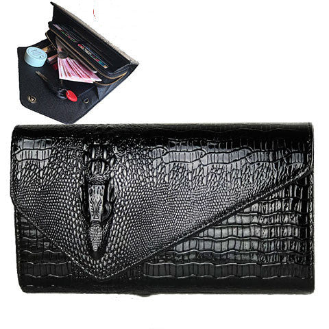 Pochette Femme Enveloppe Motif Crocodile - PU Gaufré