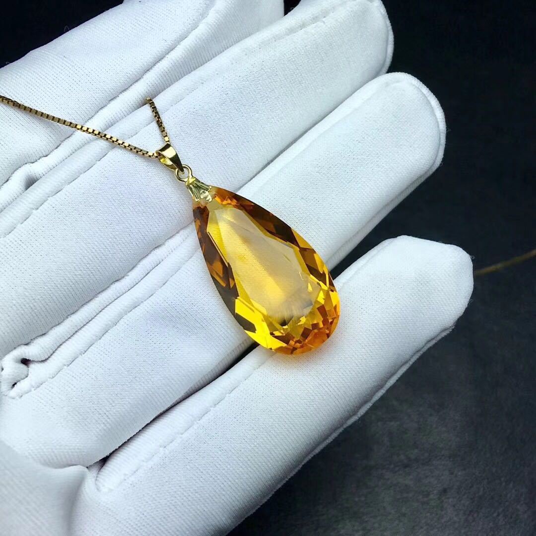 Pendentif Or 18K Citrine - Forme Goutte d'Eau