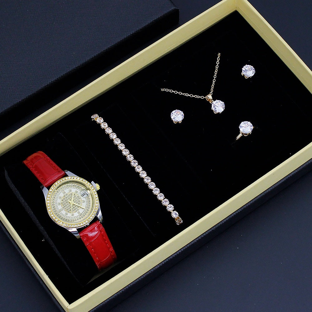 Coffret Bijoux Femme 5 Pièces 110g - Montre Bracelet Collier Boucles Bague