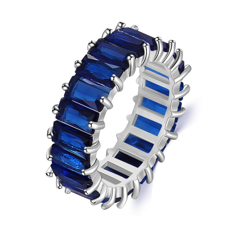 Bague Zircon Multicolore Rectangulaire 16g - Style Géométrique