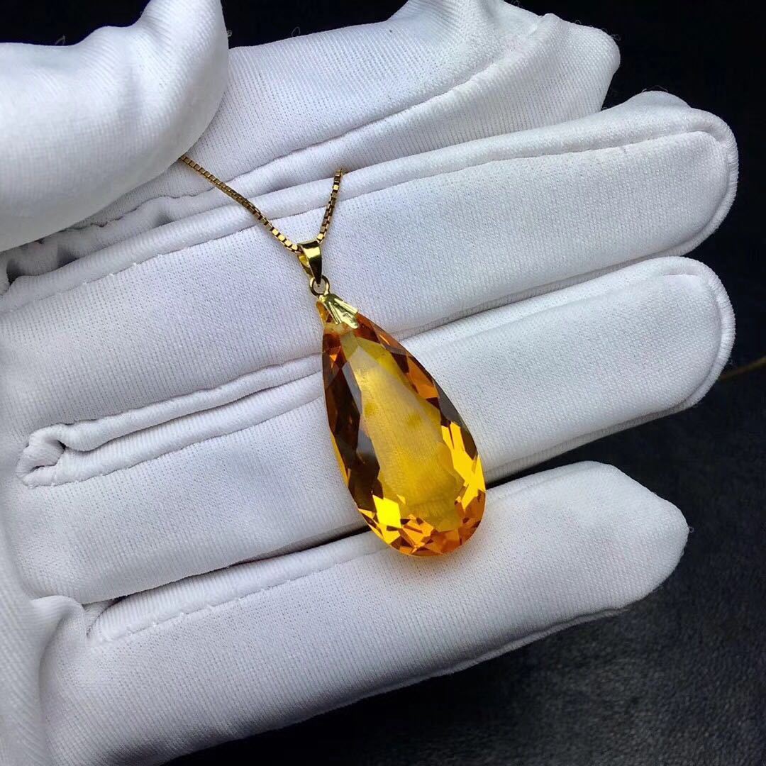 Pendentif Or 18K Citrine - Forme Goutte d'Eau