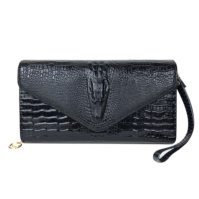 Pochette Femme Enveloppe Motif Crocodile - PU Gaufré