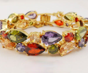 Bracelet Cuivre Zircon Femme 30g Plaqué Or