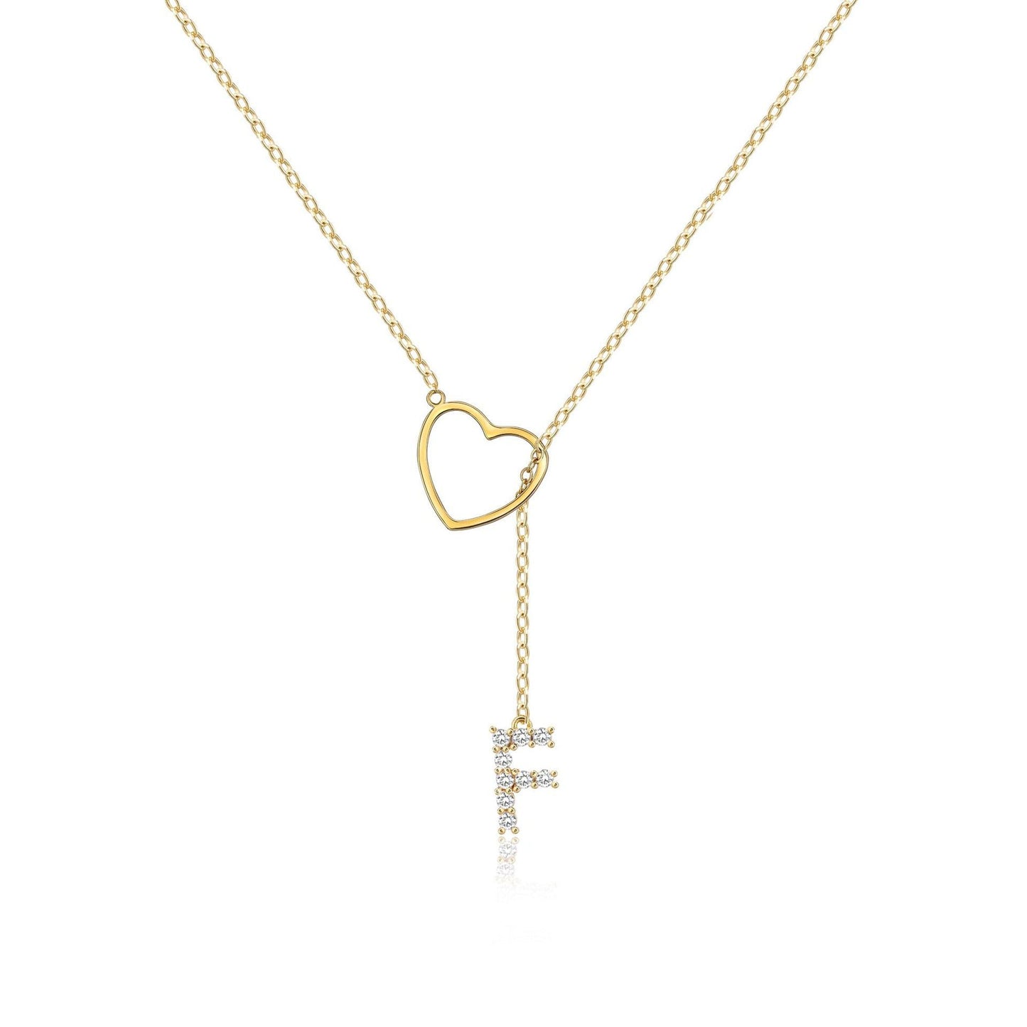 Pendentif Initiales Glamours Doré Zircon - 26 Lettres Anglaises