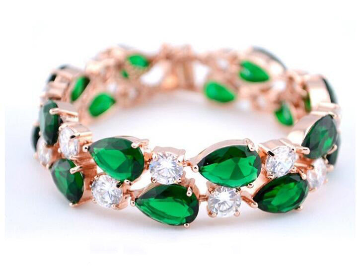 Bracelet Cuivre Zircon Femme 30g Plaqué Or