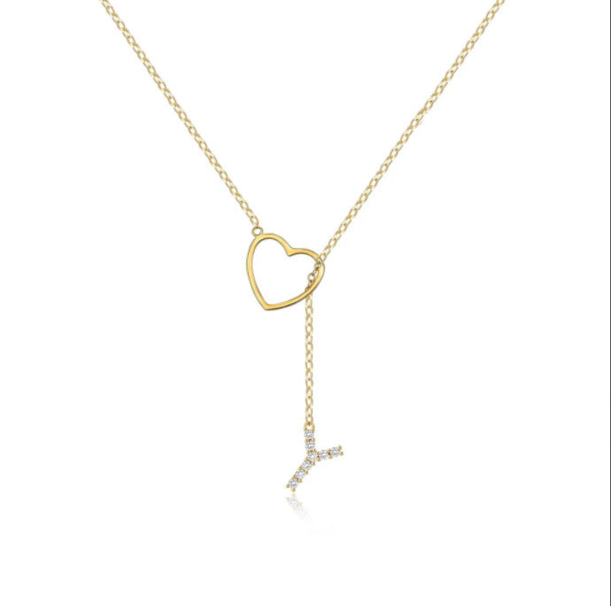 Pendentif Initiales Glamours Doré Zircon - 26 Lettres Anglaises